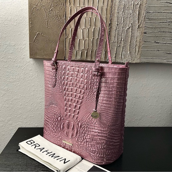 Brahmin Ezra Tote in MULBERRY POTION MELBOURNE W/Leather Eye Medallions NWT - Picture 2 of 9